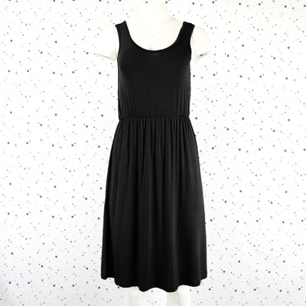 Double Scoop Neck Tank Dress Black